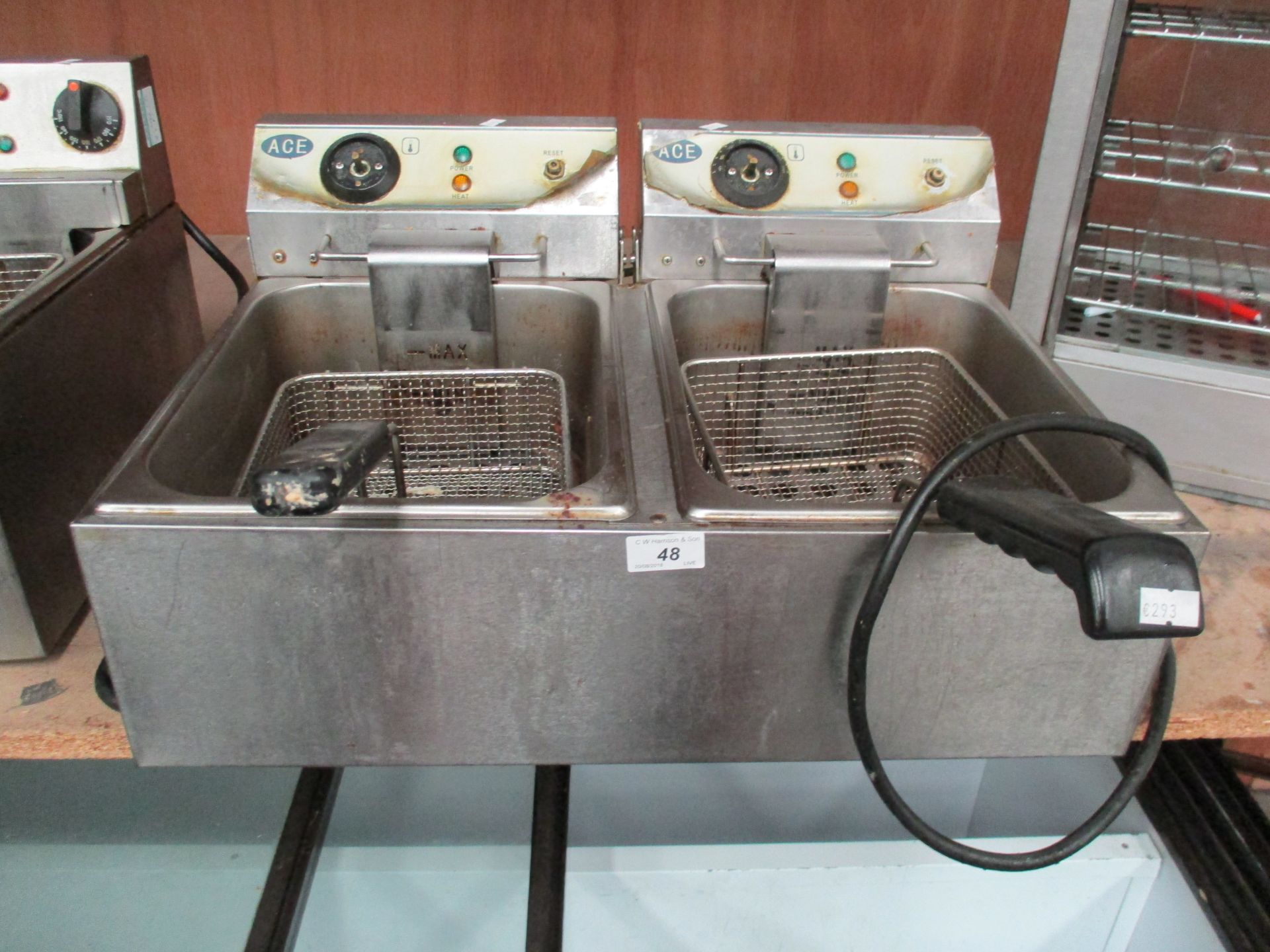 An ACE stainless steel double deep fat fryer - 240v