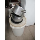 2 x stainless steel pots, frying pan,