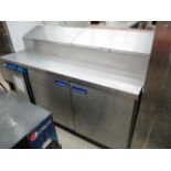A Silverwing stainless steel double door chiller with preparation top 180cm long