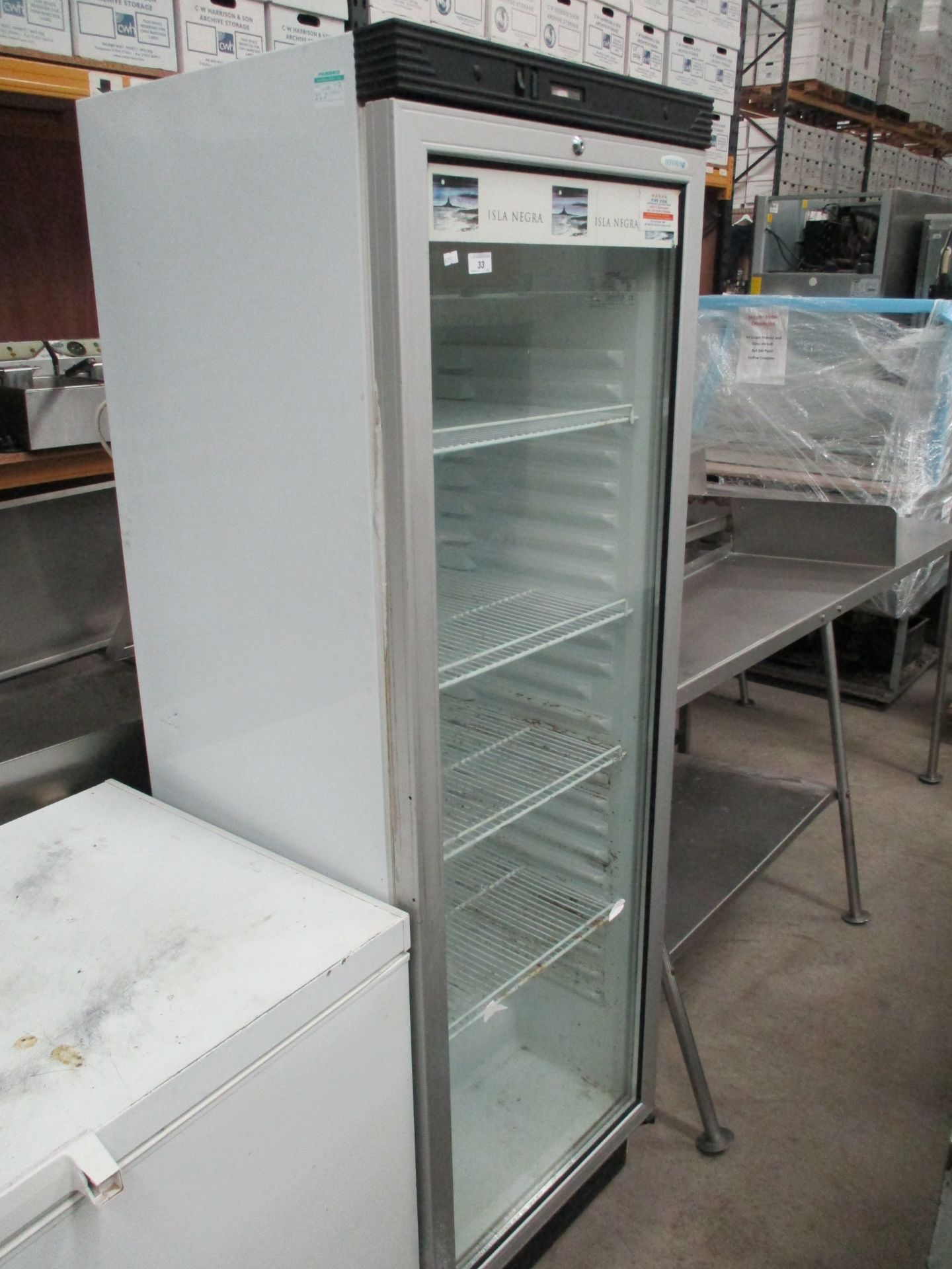 A Tefcold FS-1380 single door glass front bottle display chiller