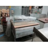 A stainless steel ice cream freezer with glass shroud 120 x 160cm (as seen)