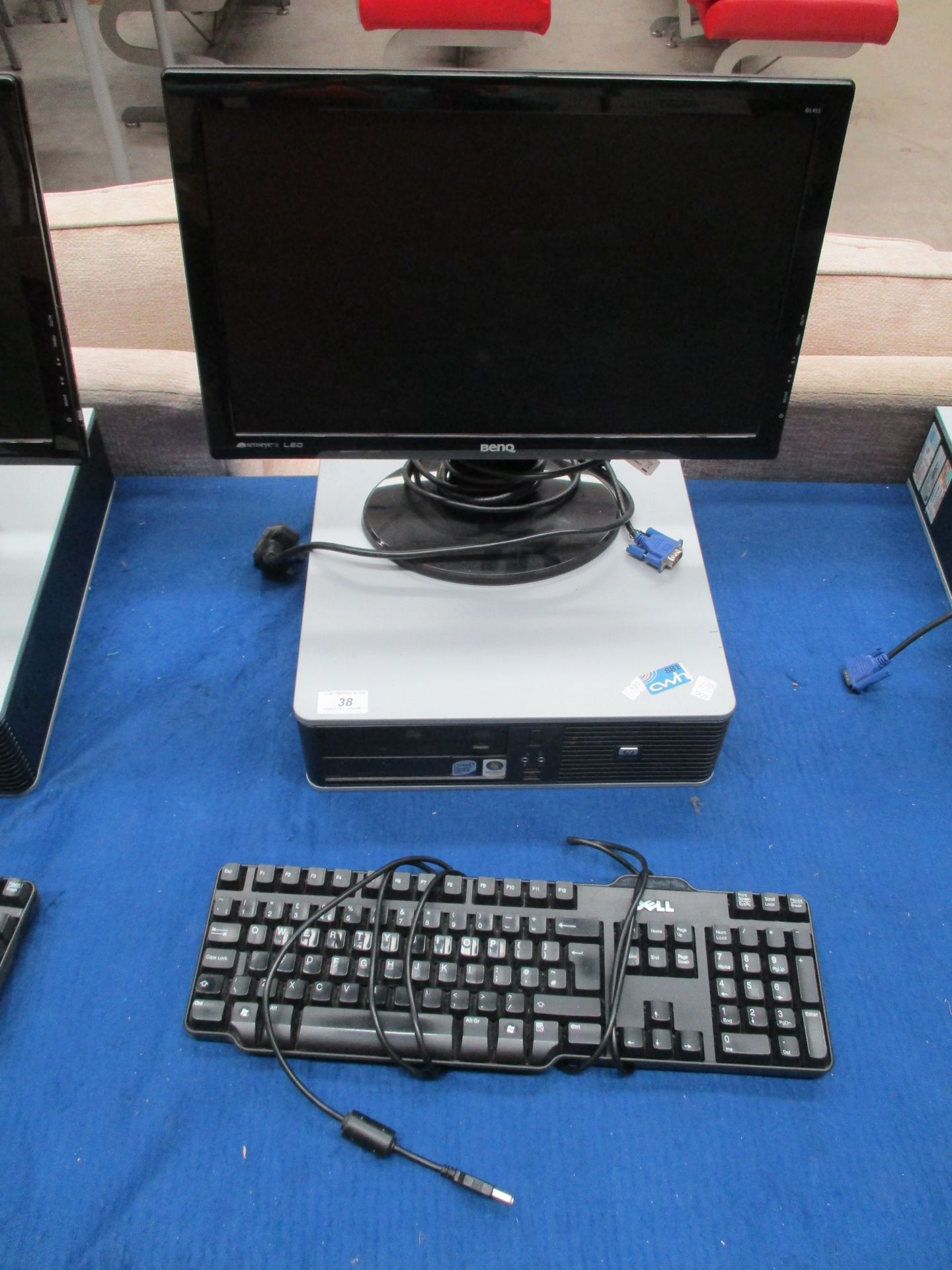 An HP Compaq computer - power lead, complete with a Benq 19" LCD monitor - power lead,