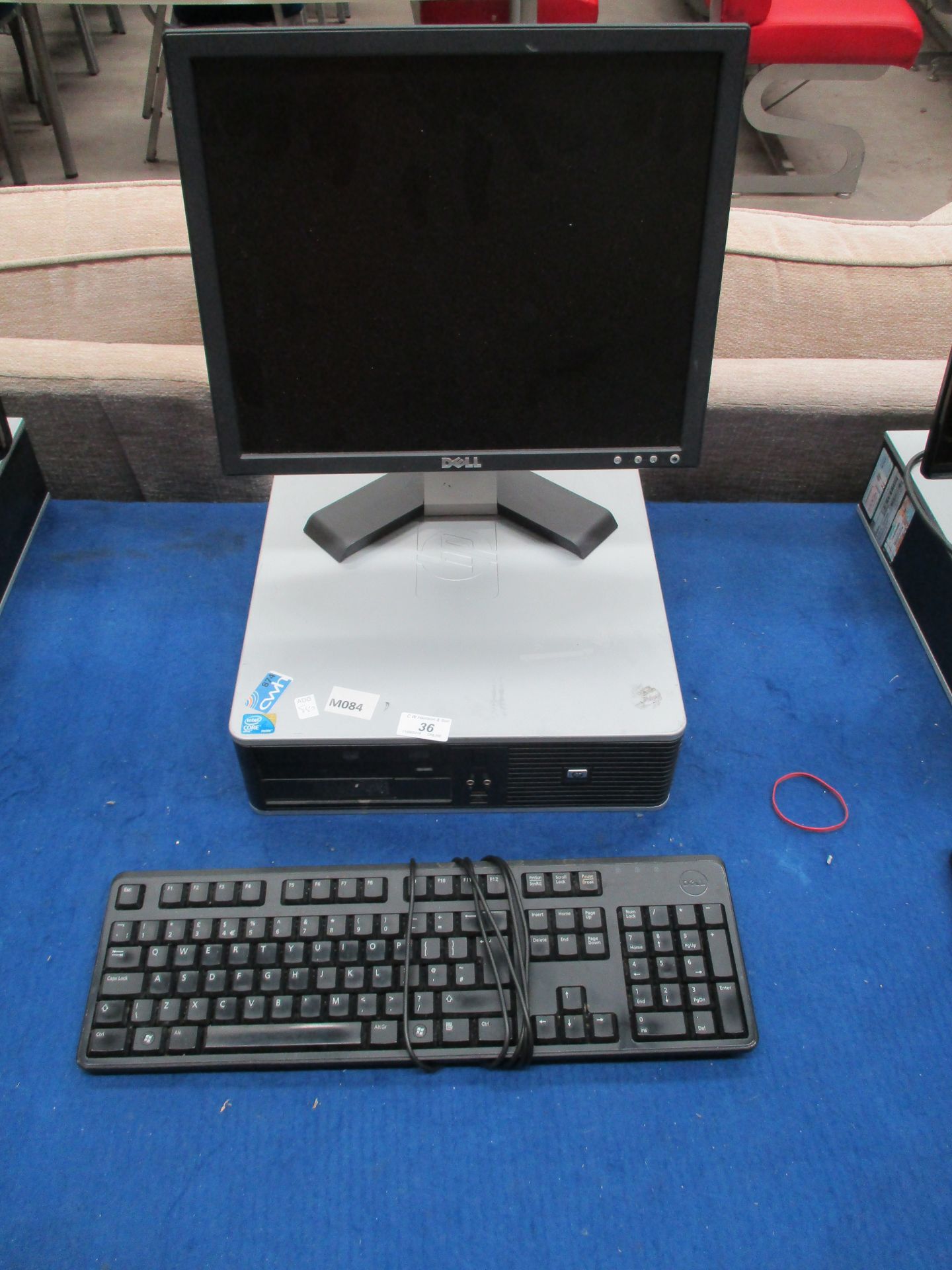 An HP Compaq computer - power lead, complete with a Dell 17" LCD monitor - power lead,