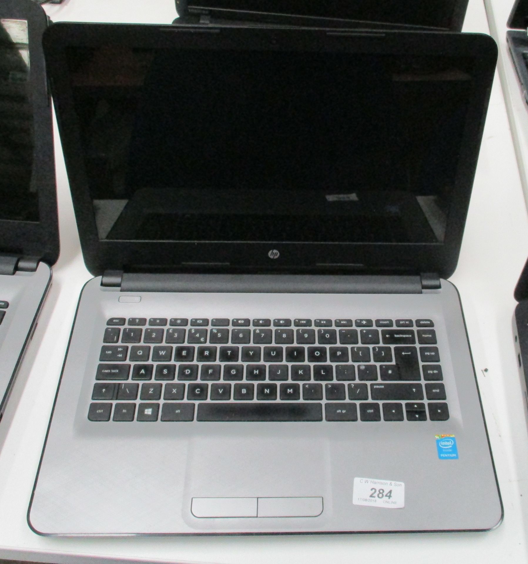 An HP laptop computer - no power lead