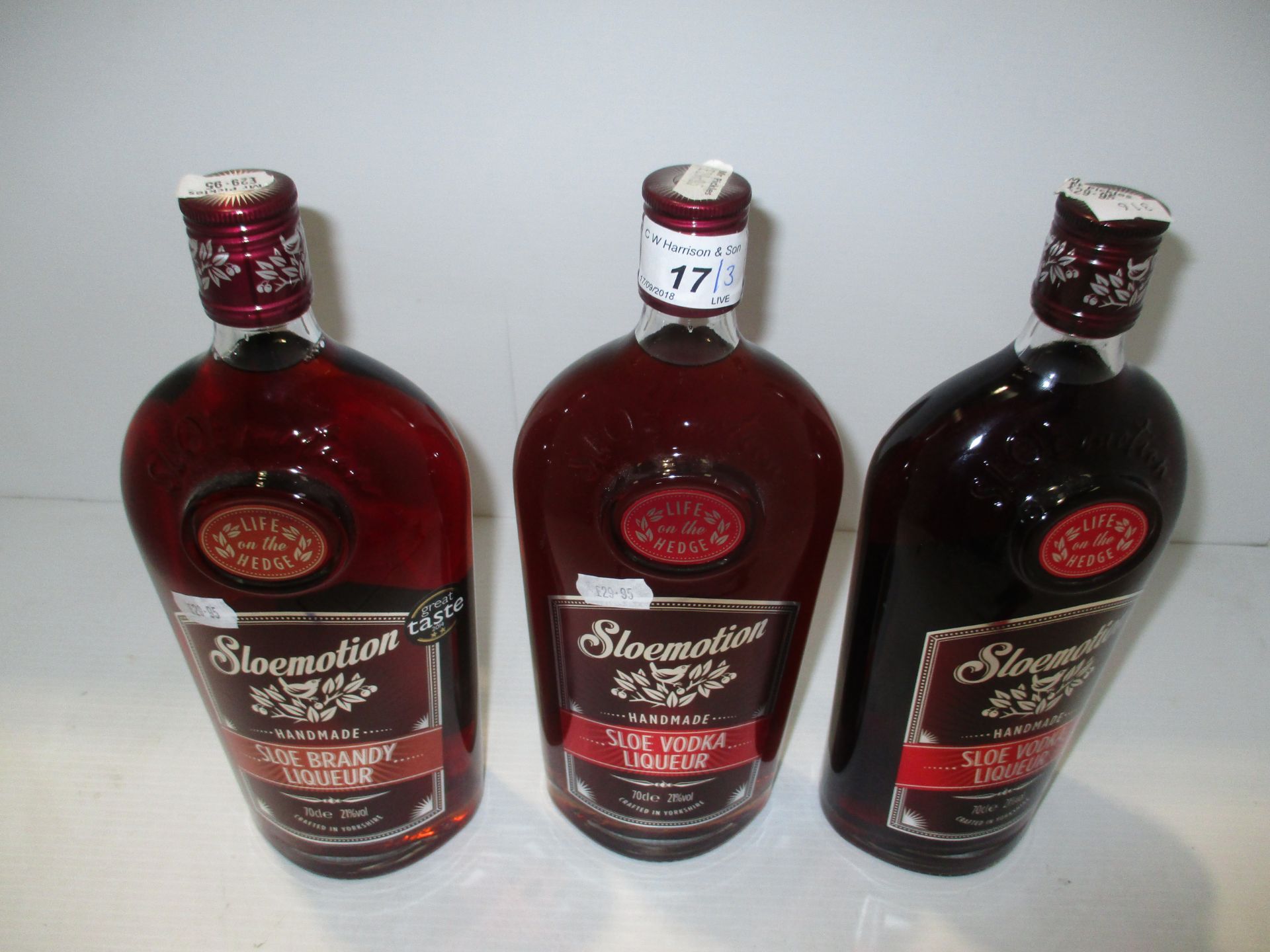 2 x 70cl bottles of Life on the Hedge Yorkshire Sloemotion hand made Sloe Vodka Liqueur and 1 x