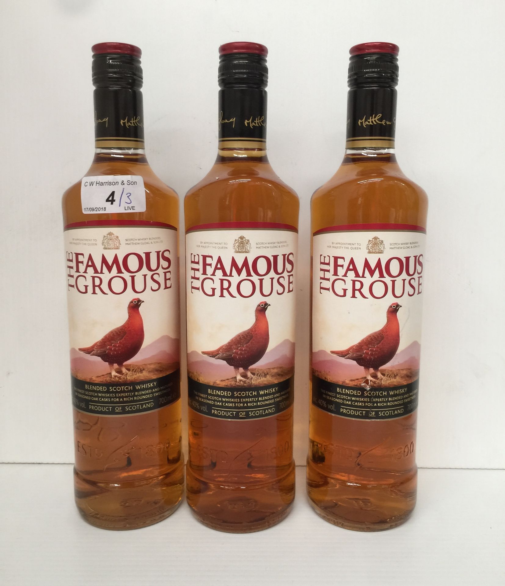 3 x 700ml bottles of The Famous Grouse Blended Scotch Whisky