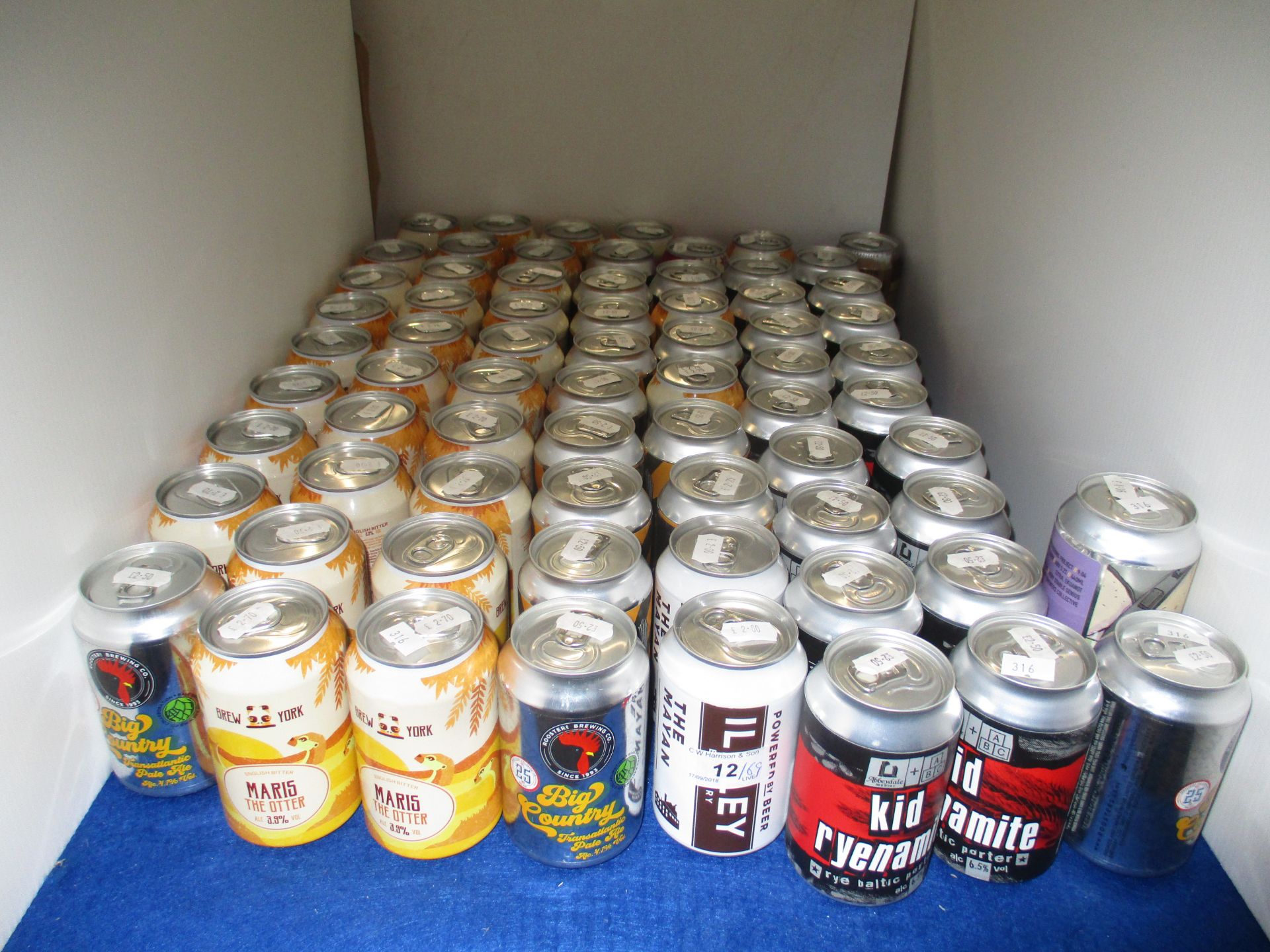 69 x 330ml tins and 1 x 440ml tin of mainly Yorkshire Brewery beer - Brew York, Ilkley Brewery,