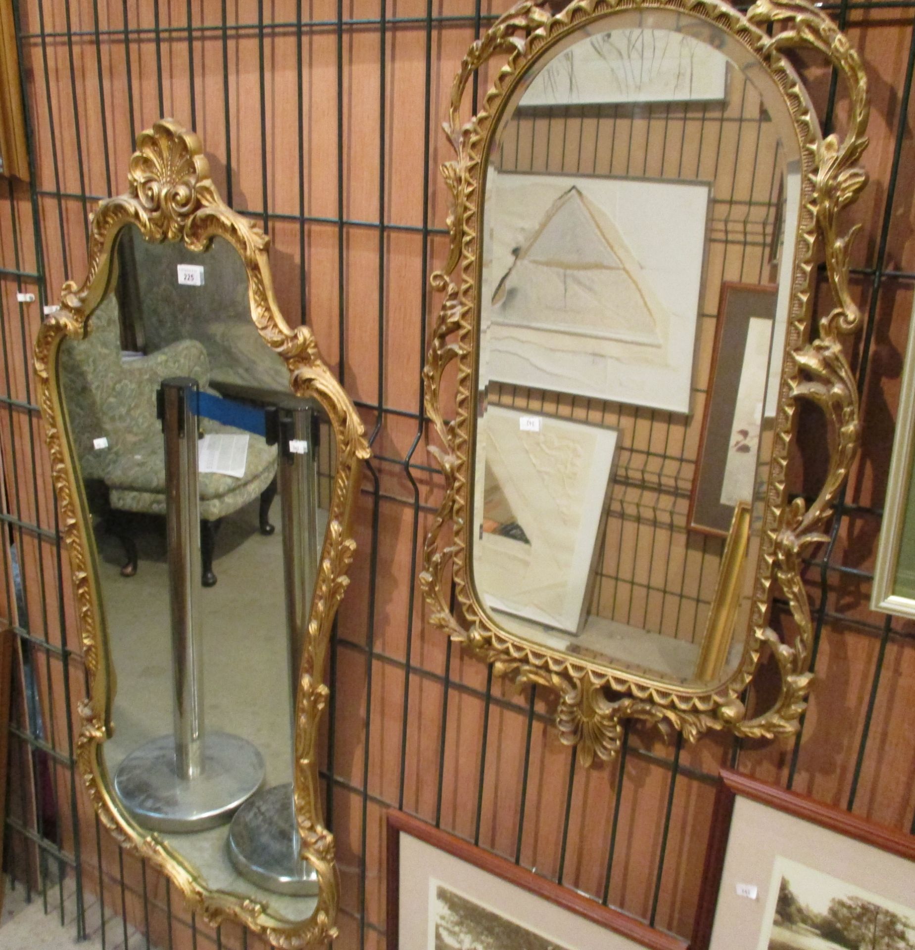 2 x gilt framed wall mirrors,
