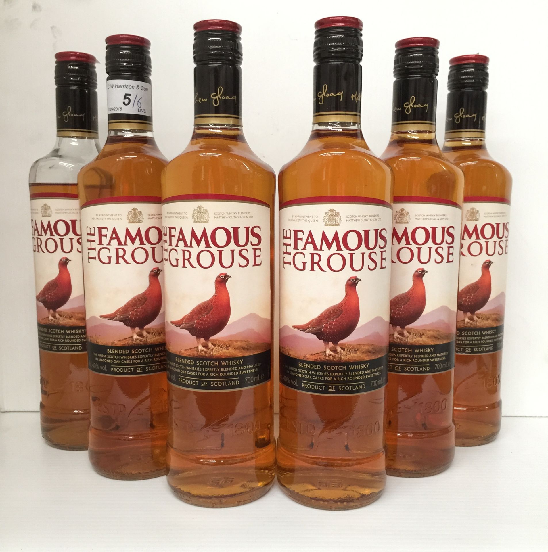 5 x 700ml bottles of The Famous Grouse Blended Scotch Whisky and 1 x part bottle (originally 700ml)