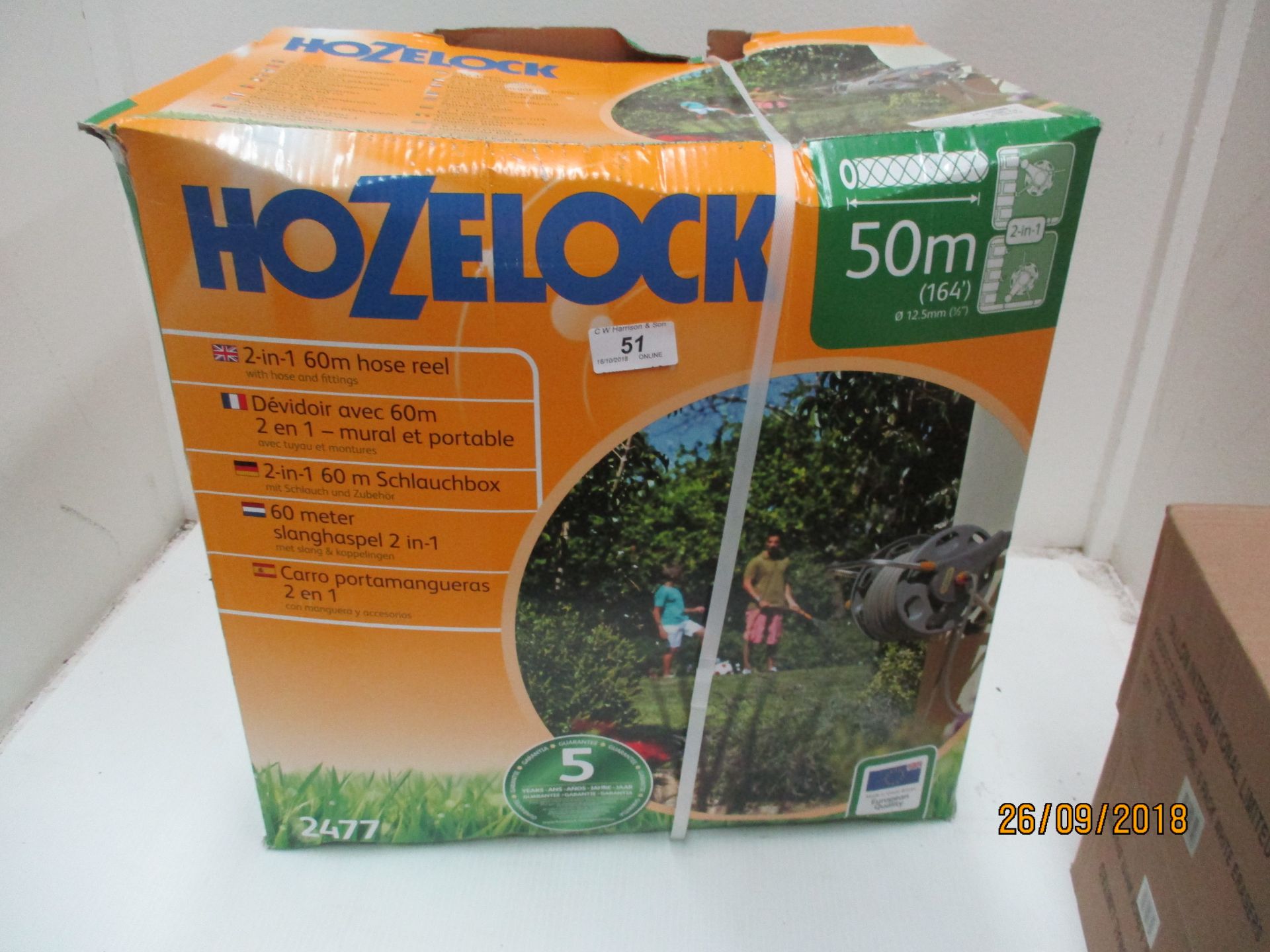 A Hozelock 50m 2 in 1 hose reel (boxed)