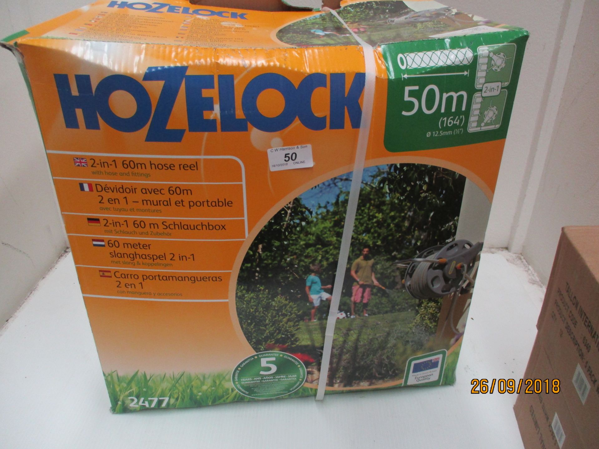 A Hozelock 50m 2 in 1 hose reel (boxed)