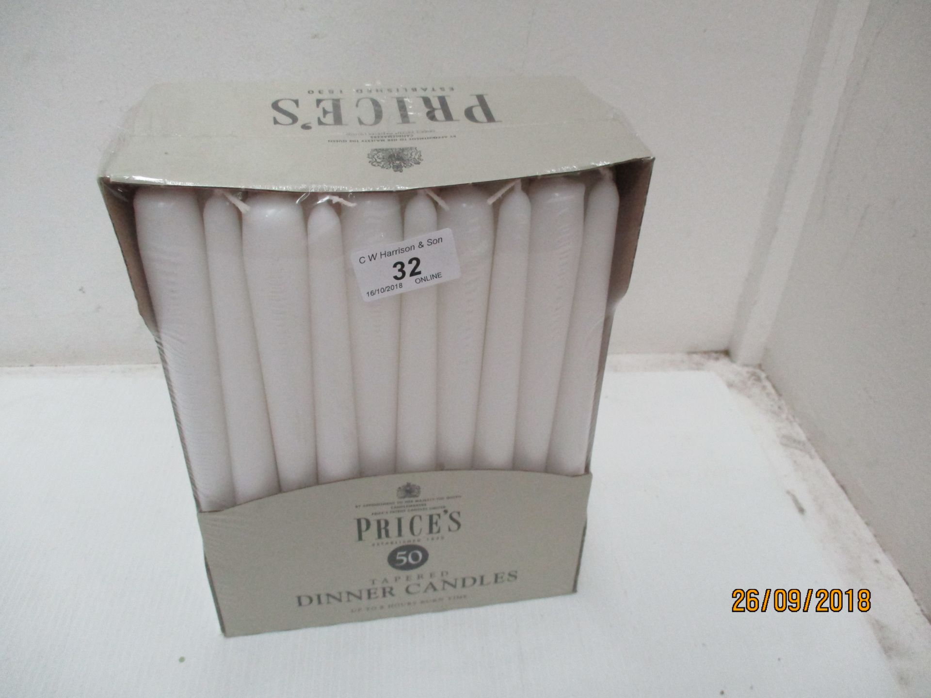 6 x packs of 50 Price's tapered dinner candles