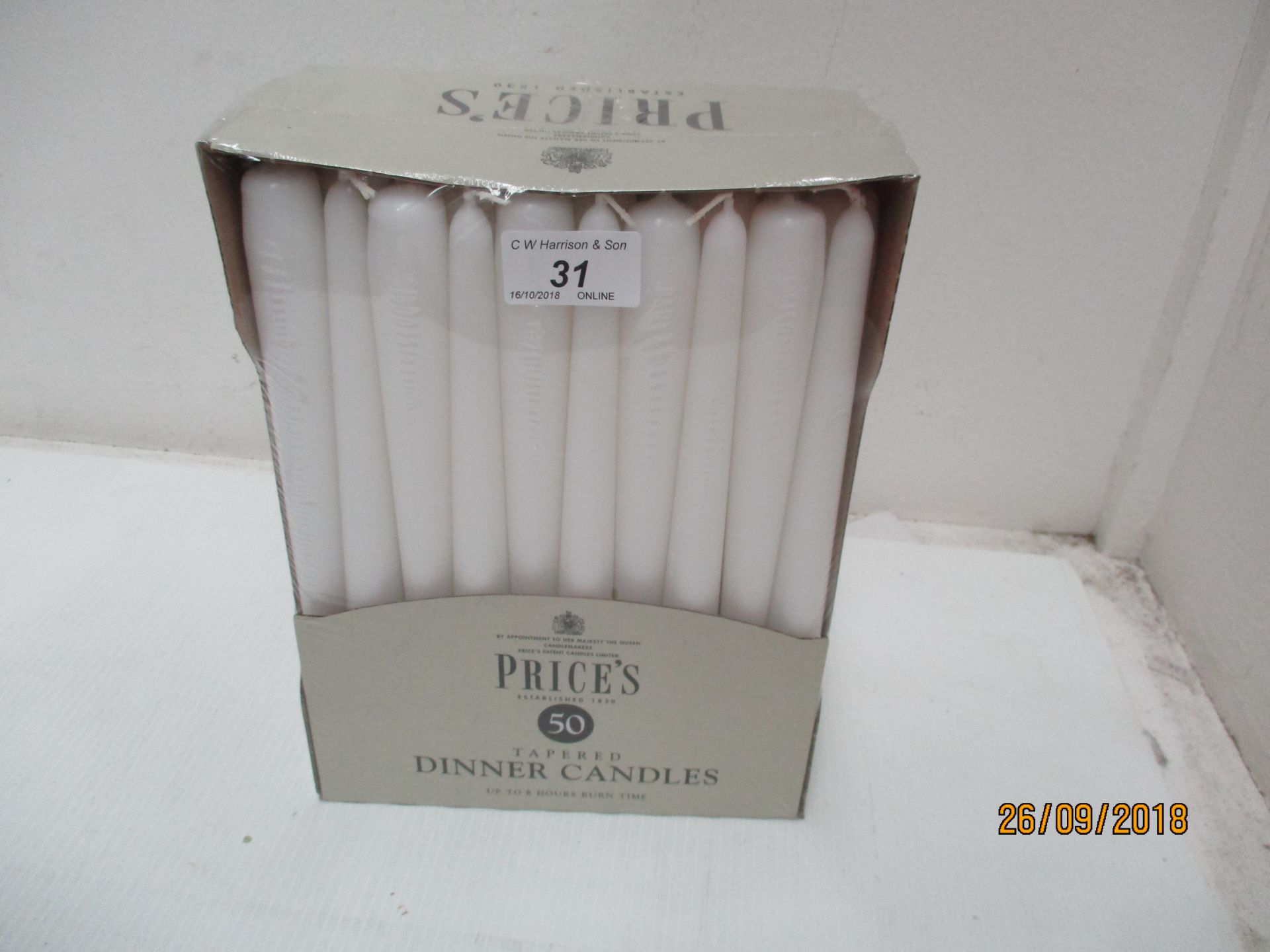 5 x packs of 50 Price's tapered dinner candles