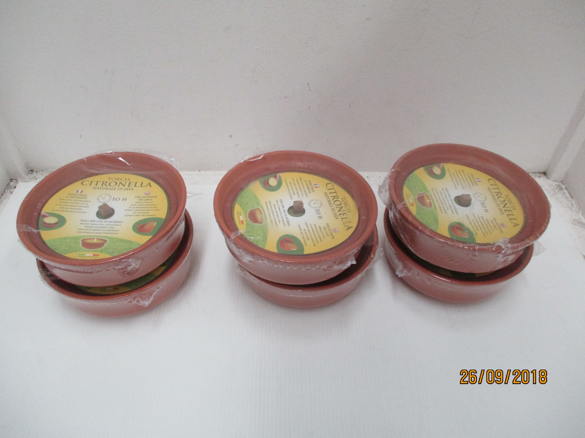 6 x Torcia Citronella outdoor candles in terracotta pots (1 outer box)