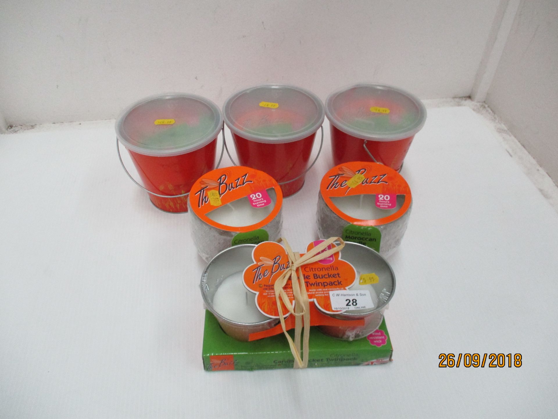 7 x assorted The Buzz citronella outdoor candles