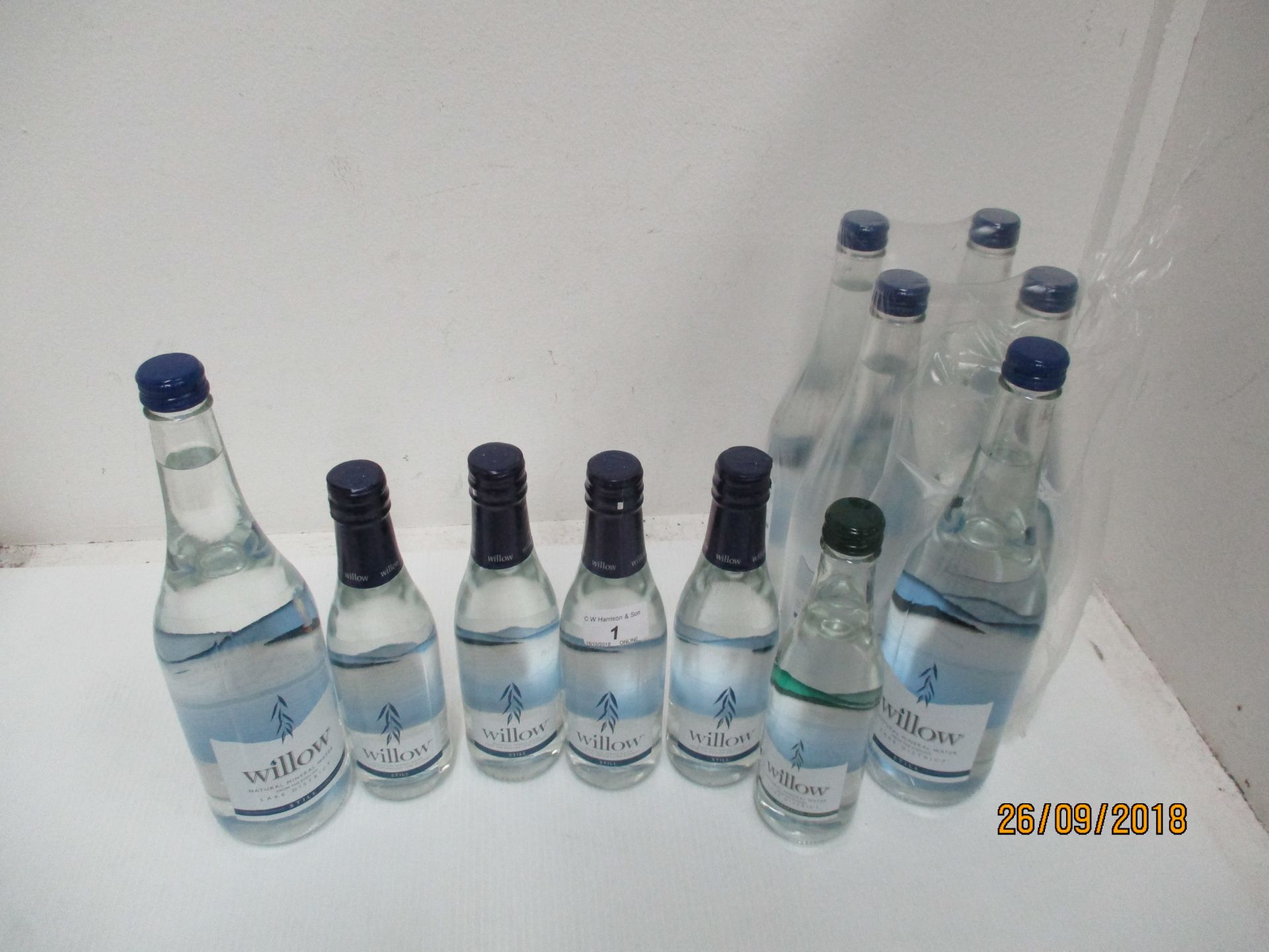 139 x 330ml/750ml bottles of Willow natural mineral water