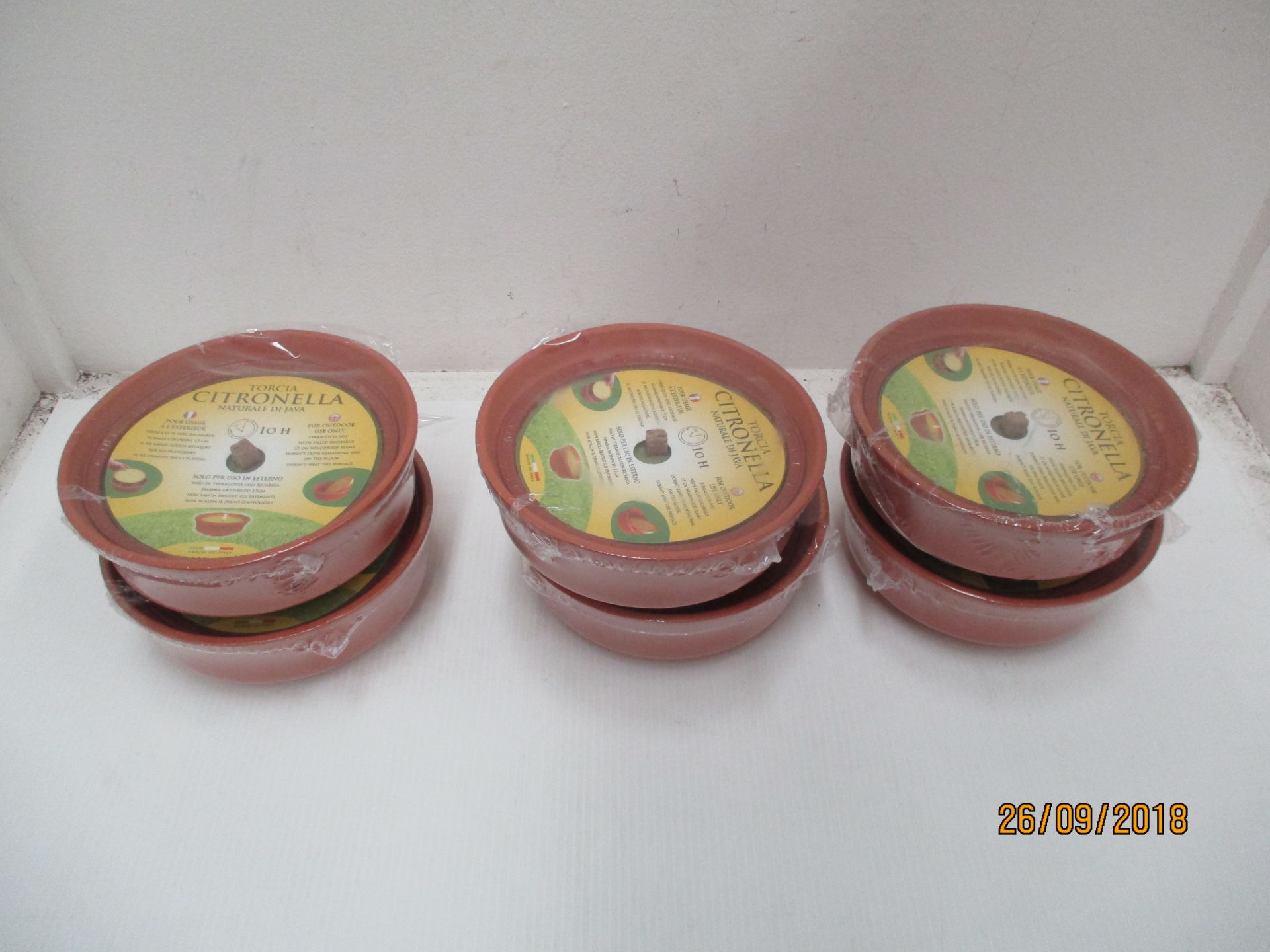 6 x Torcia Citronella outdoor candles in terracotta pots (1 outer box)