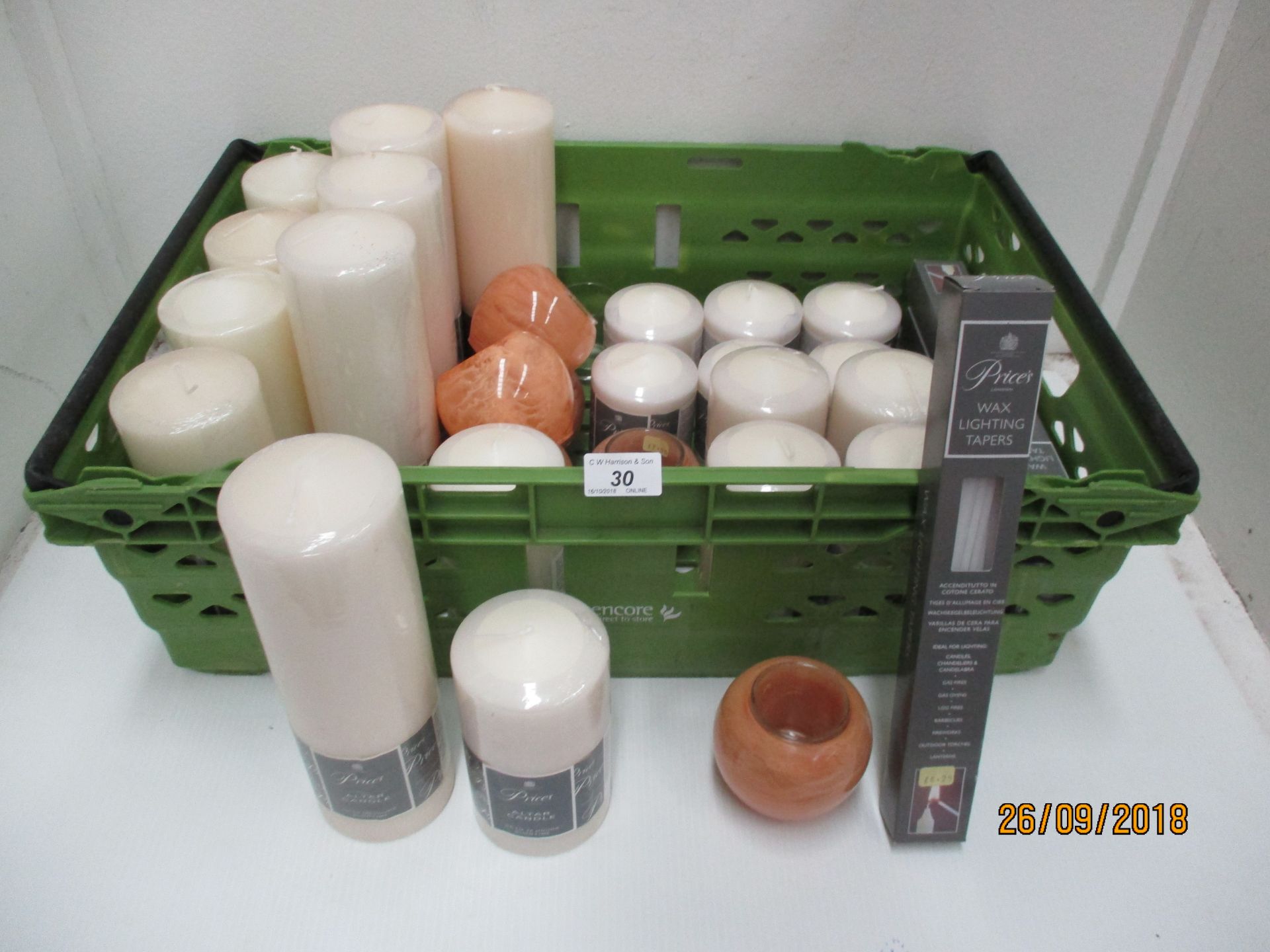 32 x items - 25cm Price's candle's, packs of Price's wax lighting tapers,