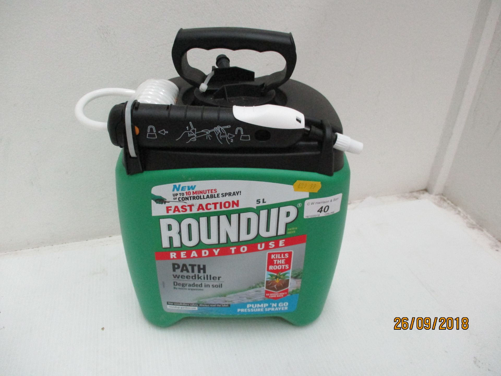 3 x 5 litre Roundup Pump 'N' Go weed killer pressure sprayers