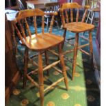 Two light oak bar chairs