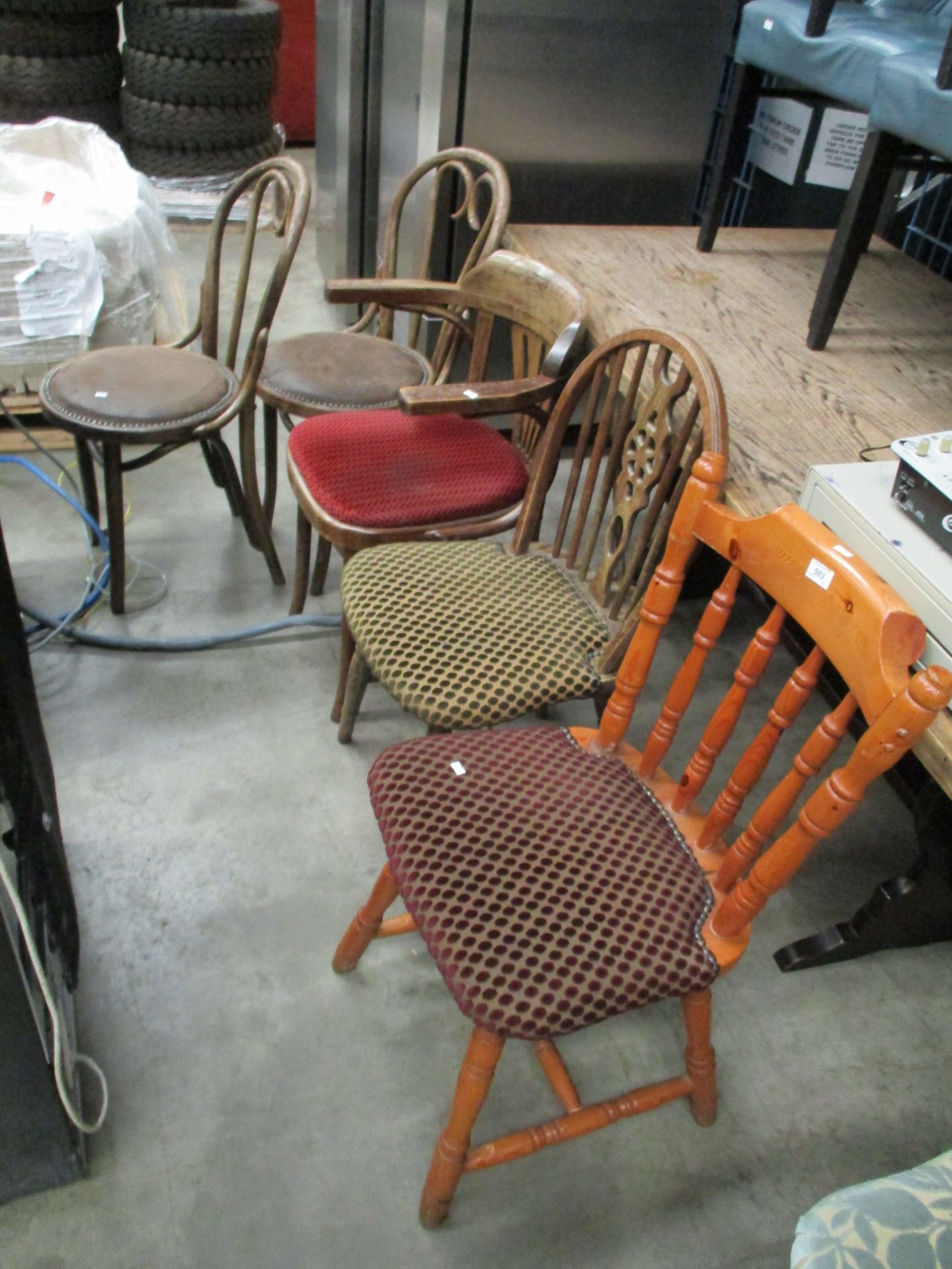 5 x assorted bar chairs including 2 x bentwood style chairs