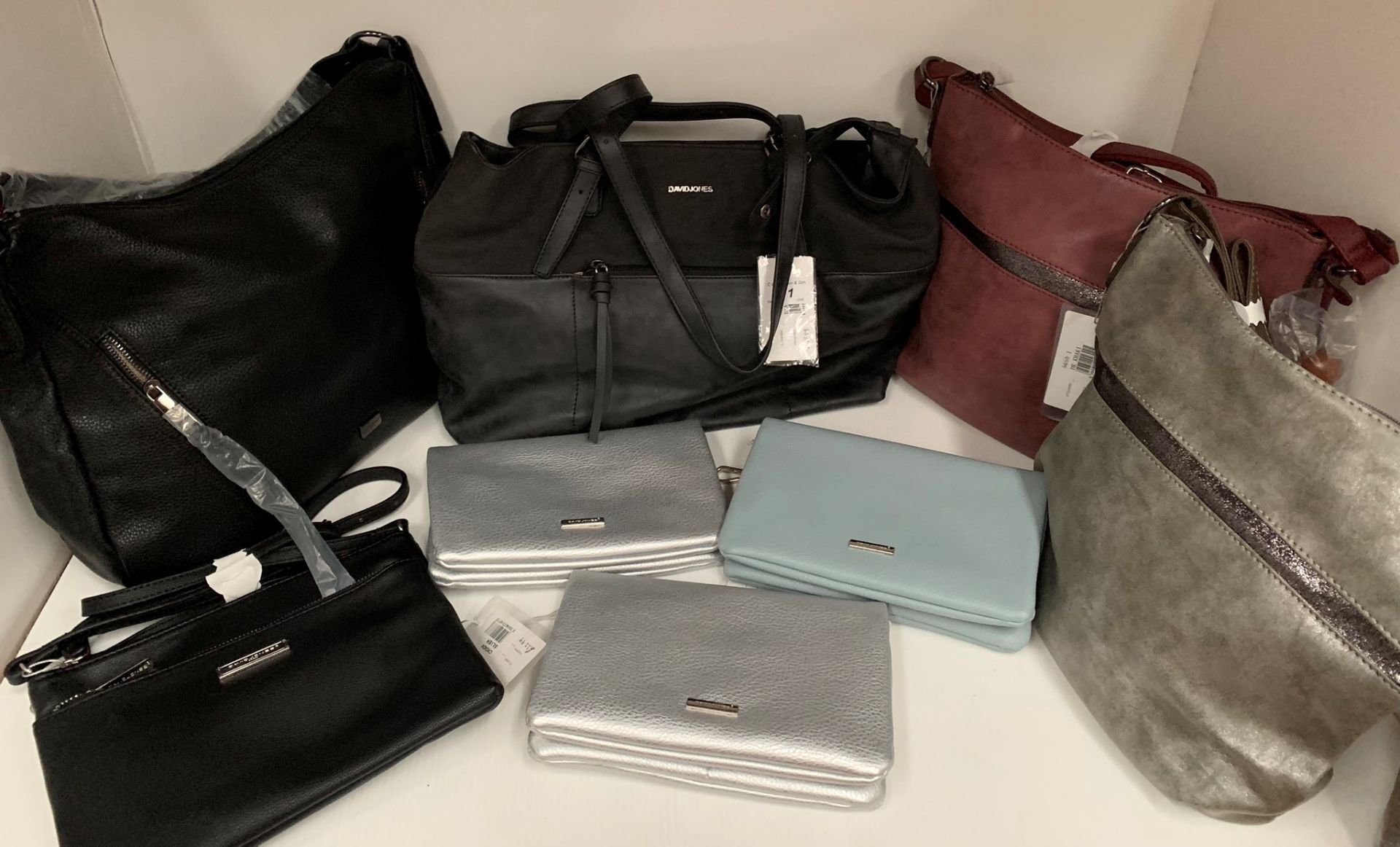 8 x assorted handbags by David Jones, Spirit, etc.