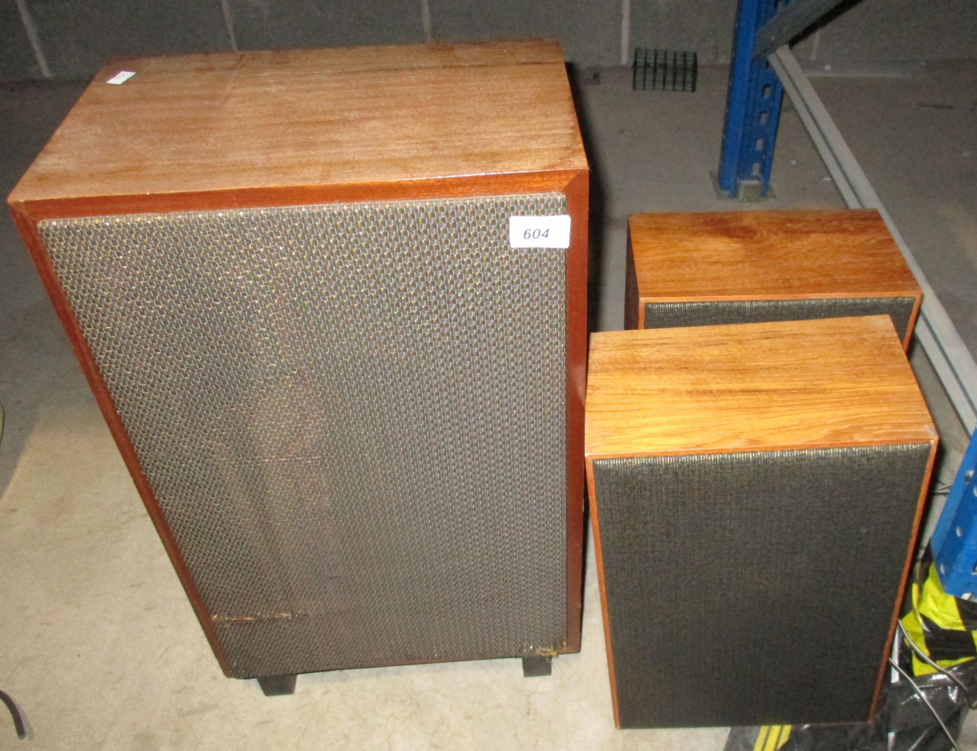 Three vintage wood cased speakers