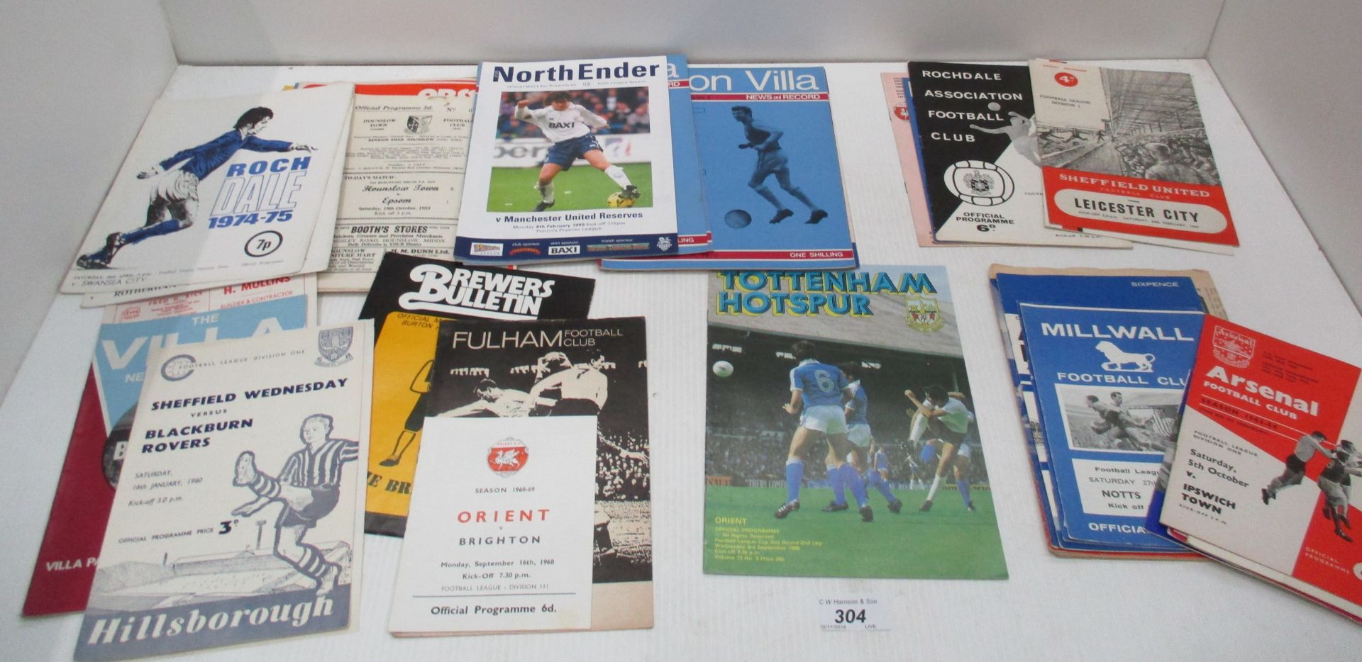 Approximately 40 x various football programmes, Aston Villa, Sheffield United, Arsenal, Everton,
