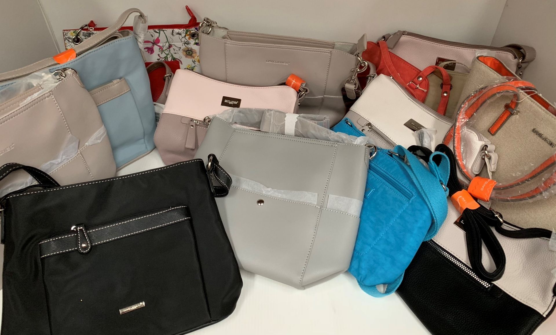 14 x assorted handbags by David Jones, Spirit, etc.