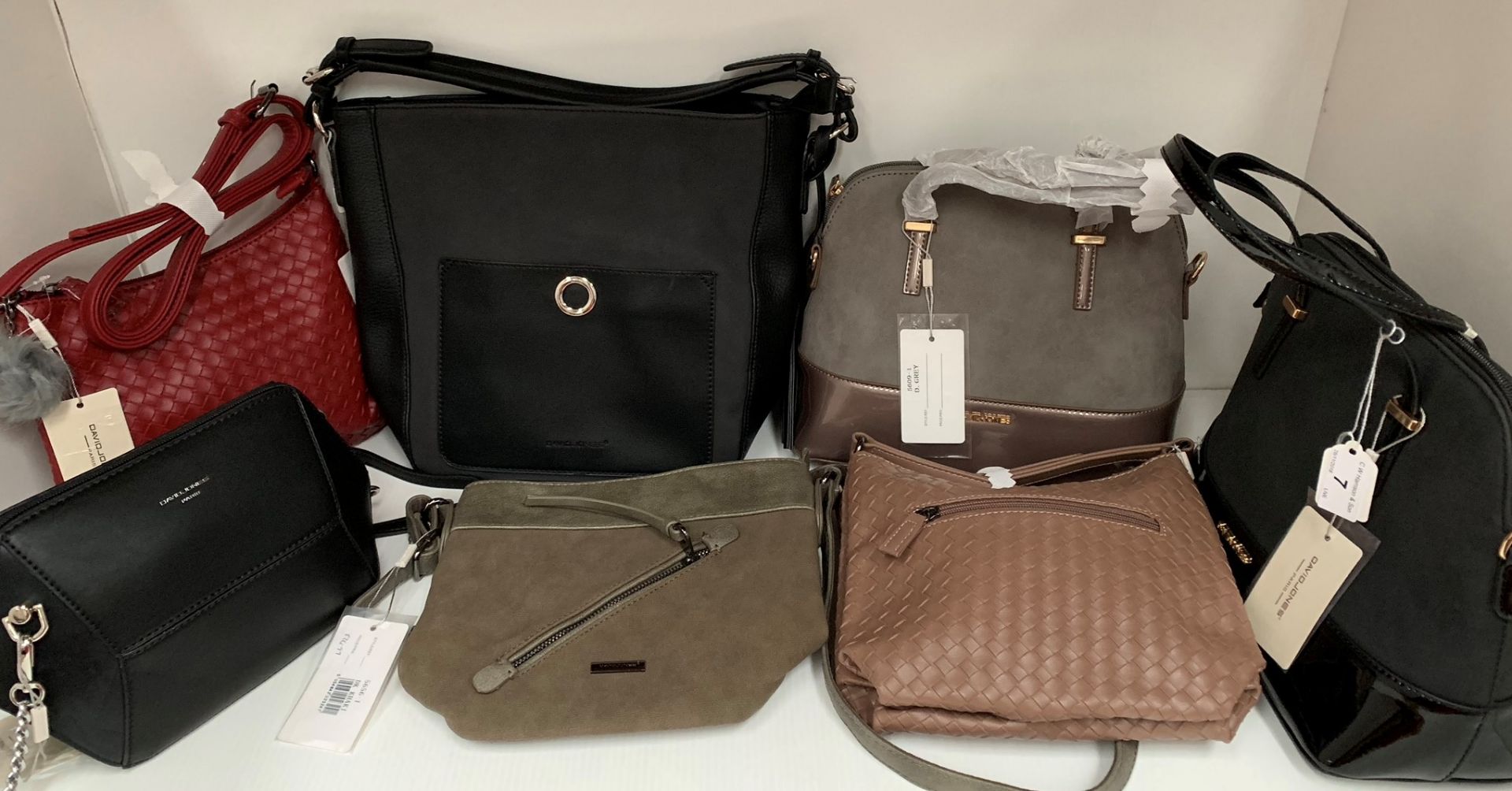 7 x assorted handbags by David Jones, Spirit, etc.