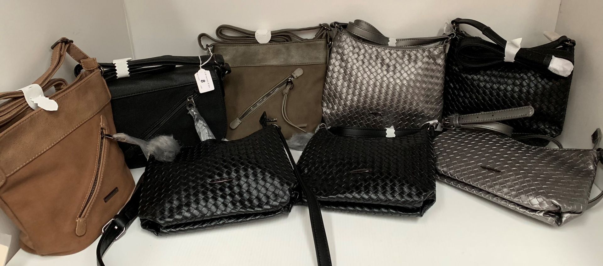 8 x assorted handbags by David Jones, Spirit, etc.