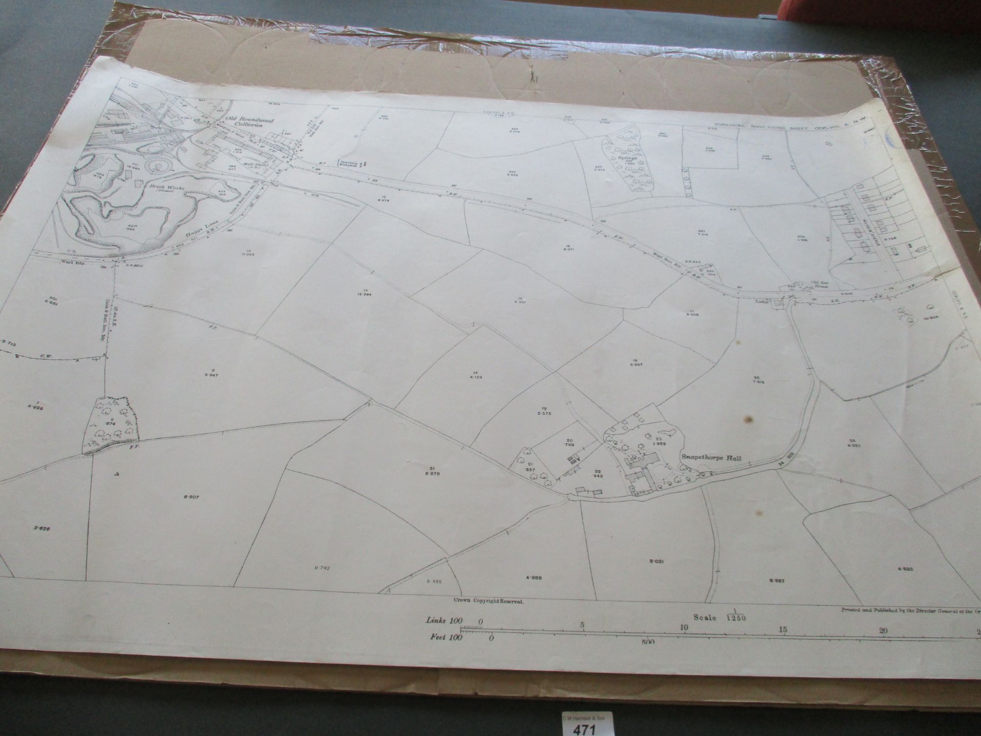 9 x ordnance survey maps relating to the Wakefield area scale 1/1250 each 74 x 104cm published by