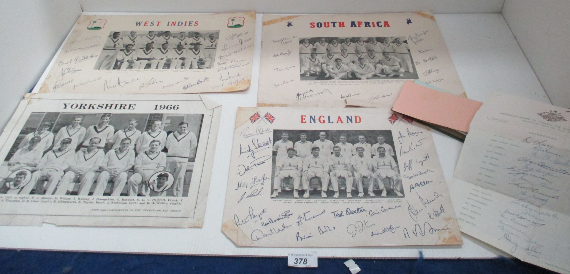 Cricket and football interest - four autographed photographs of England,