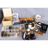 An accumulation of assorted costume jewellery an related items