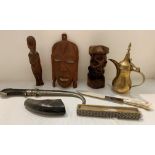 Contents to tray - tribal art,