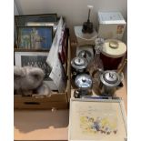 Kitchen scales, teapots, flask, pictures, teddy bear etc.