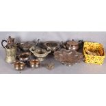 A quantity of plated wares including four piece tea service;