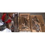 Contents to three boxes - vintage tools including Stanley plane, etc.