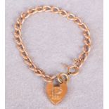 A gold belcher link bracelet with padlock snap, stamped 9ct and 375 (approximate weight 18.