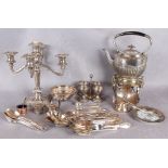Plated wares including a spirit kettle with stand and burner,