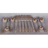 A set of six Edwardian table forks and a matching set of six dessert spoons,
