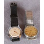 A Solo gentleman's vintage wrist watch, stainless steel case, leather strap,