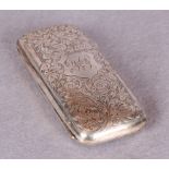 An Edwardian cigar case, overall engraved with foliage, the interior gilt,