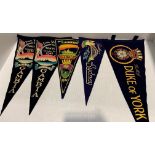 Five naval pennants - three relating to HMNZS Gambia, two final Victory Tokyo 2/9/1945,