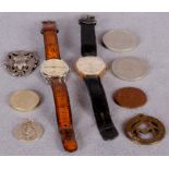 A Tudor gentleman's wrist watch, plated case, leather trap,