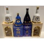 4 x Bells commemorative decanters,