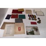 Three WWI medals with ribbons, awarded to PTE H. Wright No.