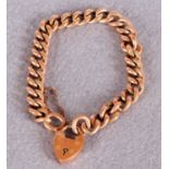 A hollow gold link bracelet with padlock snap, stamped 9ct (approximate weight 13.