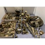 Assorted oriental and other brassware - plates, vases, ornaments, etc.
