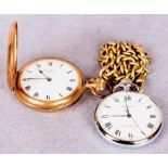 A Waltham hunter pocket watch, gold plated case,
